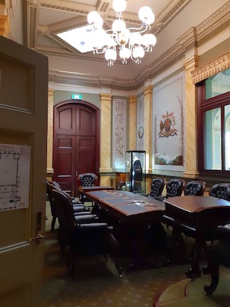 view from doorway council chamber